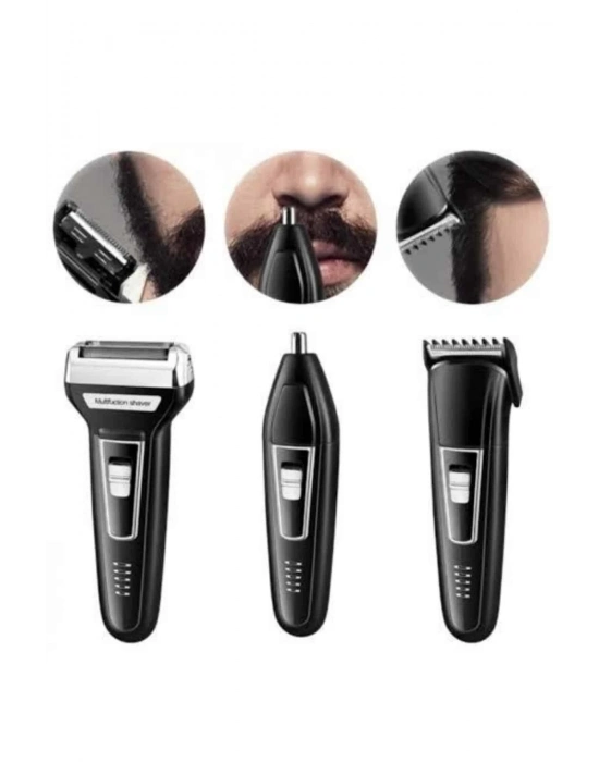 ® Tıraş Makinesi 3 Başlıklı T Başlıklı Hassas Ciltlere Özel Saç Sakal Vücut Kulak ve Burun