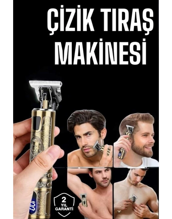 ® Tıraş Makinesi Şarjlı Profesyonel Saç Kesme Makinesi Gold Çizik Tıraş