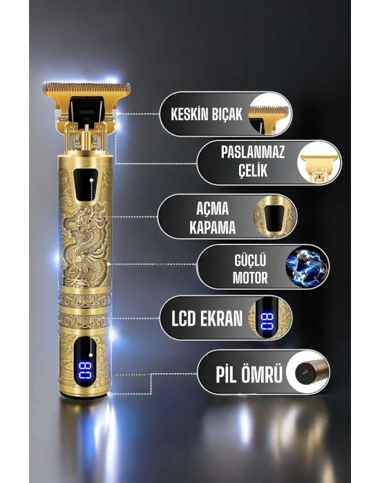 ® Tıraş Makinesi Şarjlı Profesyonel Saç Kesme Makinesi Gold Çizik Tıraş