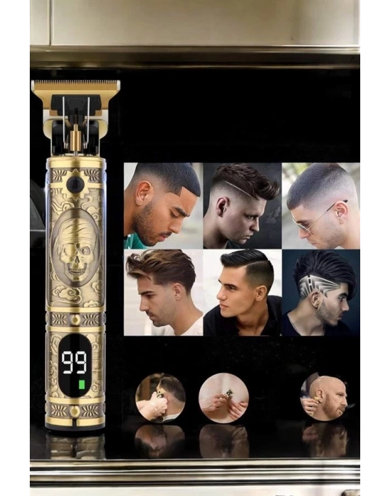 ® Tıraş Makinesi Şarjlı Profesyonel Saç Kesme Makinesi Gold Çizik Tıraş
