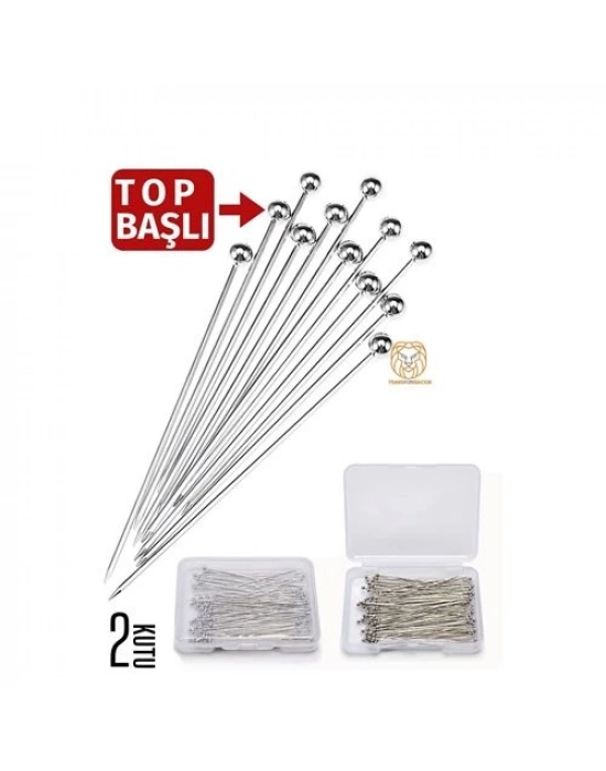 Top Başlı İğne 2 Kutu 100 Adet Başörtü İğnesi Toplu İğne 720782