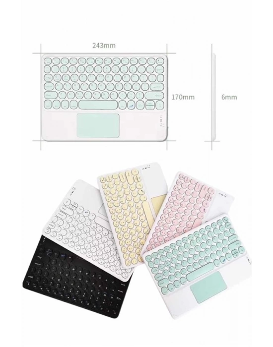 ® Touchpad Tüm Cihazlara Uyumlu Bluetooth Klavye Touchpad Slim Kablosuz Wifi Q Klavye