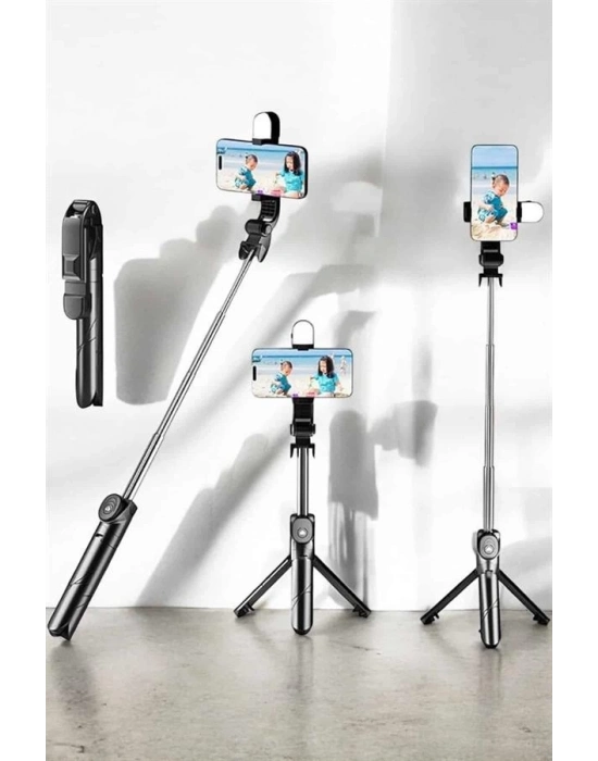 ® Tripod Kablosuz Bluetooth Bağlantılı Selfie Çubuğu 360 Derece Dönebilen