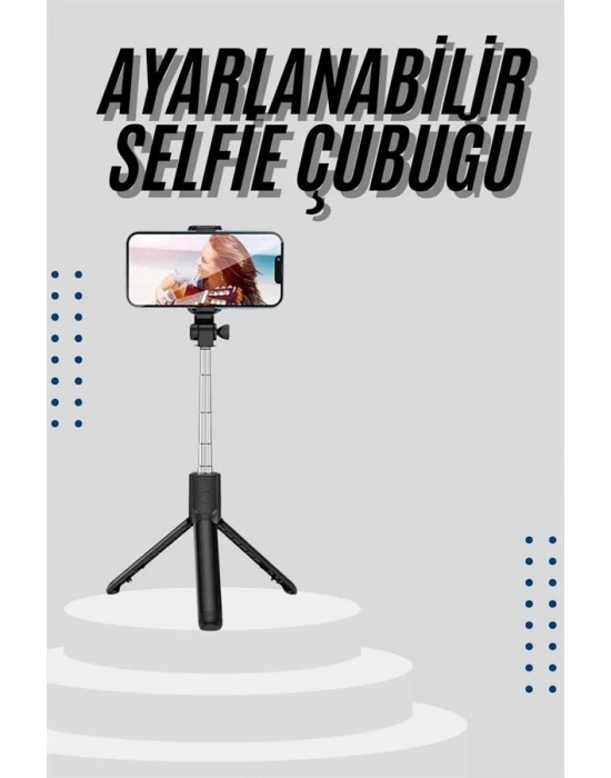 Tripod Selfie Çubuğu Bluetooth Kumandalı Kablosuz Led Işıklı