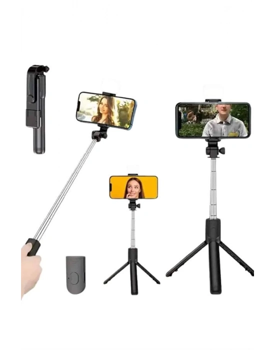 ® Tripod Selfie Çubuğu Bluetooth Kumandalı Kablosuz Led Işıklı