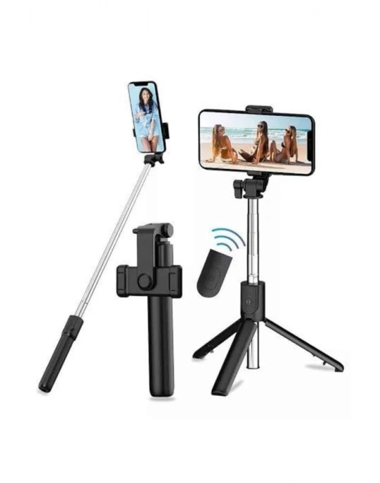 Tripod Selfie Çubuğu Bluetooth Kumandalı Kablosuz Led Işıklı