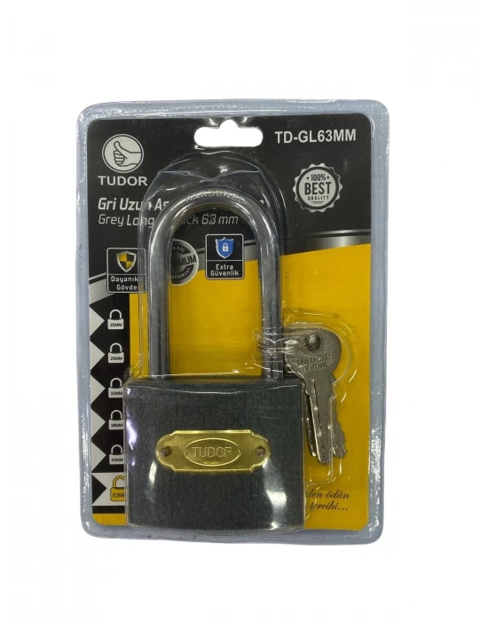 ® Tudor 63 mm Uzun Gri Asma Kilit