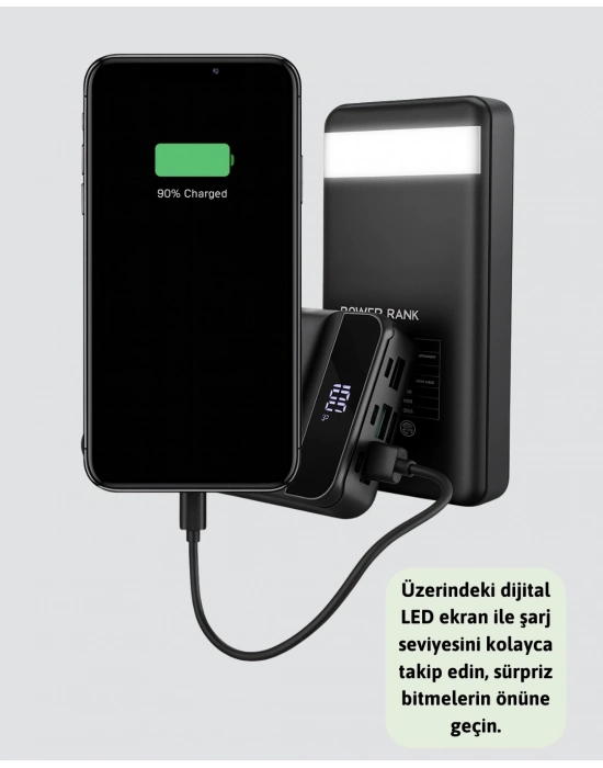 ® Tüm Cihazlarla Uyumlu 50.000 mAh Powerbank – Yüksek Kapasiteli, LED Gösterge ve Akıllı Koruma Fonksiyonlu