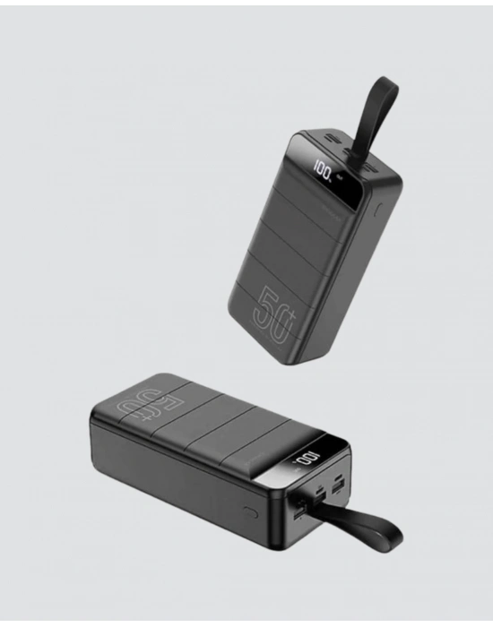 ® Tüm Cihazlarla Uyumlu 50.000 mAh Powerbank – Yüksek Kapasiteli, LED Gösterge ve Akıllı Koruma Fonksiyonlu