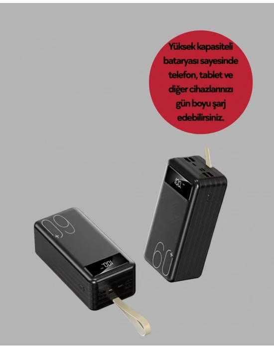 ® Tüm Cihazlarla Uyumlu LED Fenerli 4 Çıkışlı Powerbank