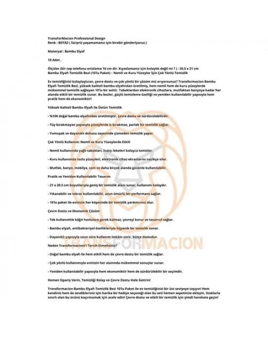 Tüysüz Temizlik Eldiveni Islak ve Kuru Temizlik Eldiveni Bambu Lifi 721474