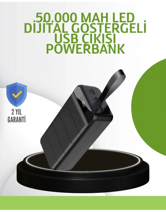 ® Ultra Güçlü 50.000 mAh Powerbank – LED Ekranlı, Çoklu Bağlantı Seçenekli, Akıllı Koruma Sistemli Şarj Ünitesi