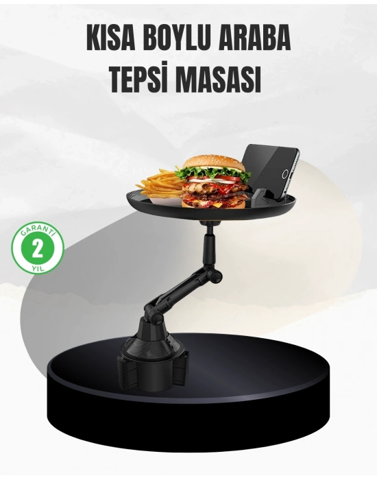 ® Universal Araç İçi Bardaklık Tepsisi 9 İnç Yemek Alanı ve Telefon Standlı