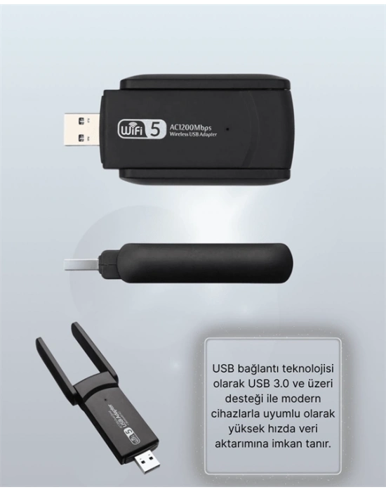 ® USB 3.0 Wireless Adaptör – 2.4GHz & 5GHz Destekli
