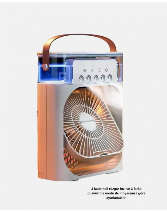 ® USB Bağlantılı Taşınabilir Mini Klima Fan 500ML Su Hazneli ve Sessiz Çalışma