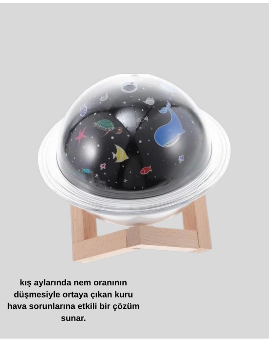 ® USB Projeksiyon Gece Lambası ve Hava Nemlendirici – Aromaterapi Destekli, Taşınabilir Mini