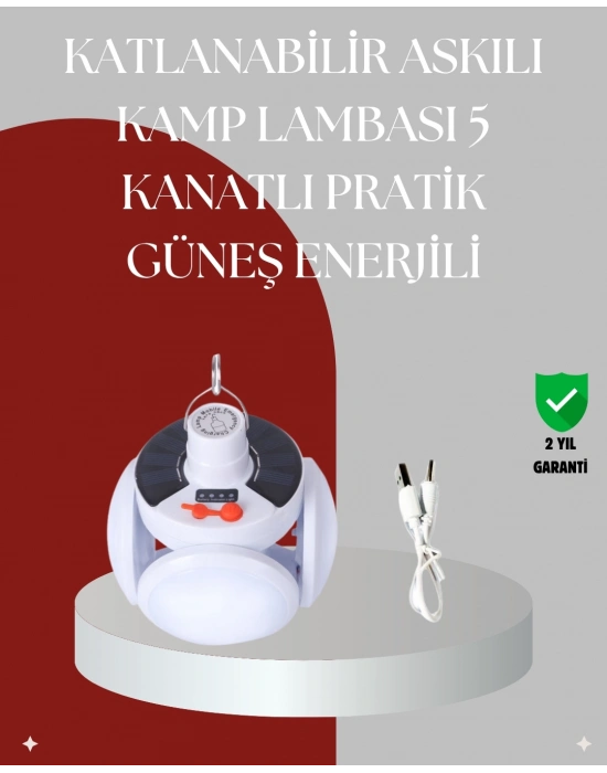 ® Uzaktan Kumandalı, 360 Derece Katlanabilir Solar LED Aydınlatma Çadır Lambası