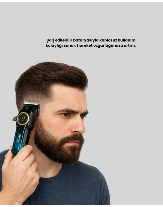 ® Uzun Çalışma Süreli LCD Göstergeli Saç Kesme Makinesi