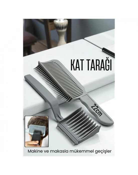 ® Uzun Kat Tarağı Kavisli Kontur Geçiş Kat Kesim Kesim Tarağı 2 li SET Kuaför Berber