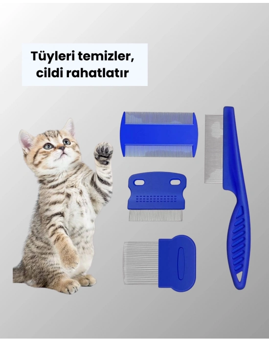 ® Uzun ve Kısa Tüylü Hayvanlara Özel Bit Tarağı ve Tüy Temizleme Seti