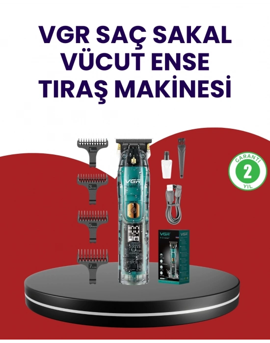 ® VGR V-695 Şarjlı Profesyonel Erkek Saç Sakal Tıraş Makinesi IPX7 Su Geçirmez
