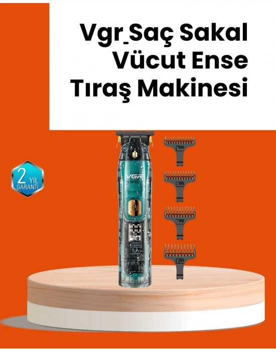 ® VGR V-695 Şarjlı Saç Sakal Tıraş Makinesi 2600mAh Batarya ve Kılavuz Taraklı