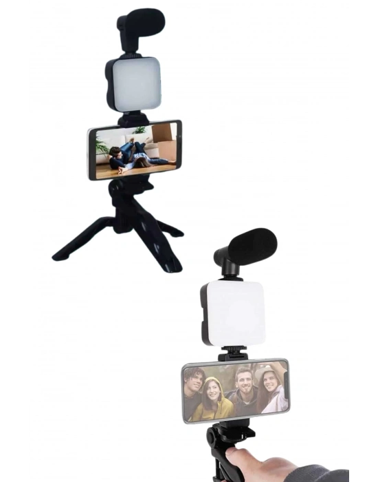 ® Video Making Kit Telefon Tutucu Vlog Video Mini Led Işıklı
