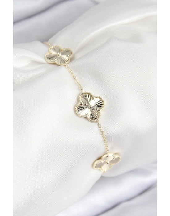 ® VIP Pirinç Yonca Model Gold Renk Kadın Bileklik