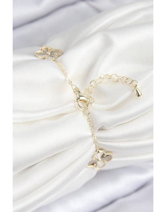 ® VIP Pirinç Yonca Model Gold Renk Kadın Bileklik