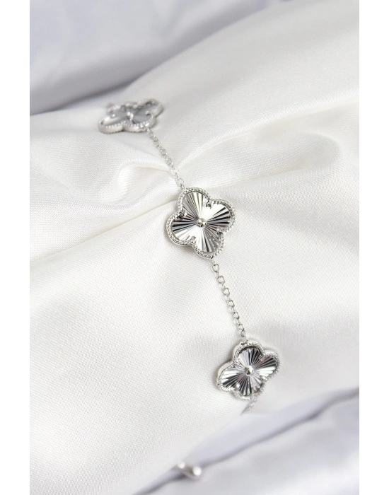 ® VIP Pirinç Yonca Model Gümüş Renk Kadın Bileklik