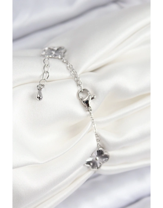 ® VIP Pirinç Yonca Model Gümüş Renk Kadın Bileklik