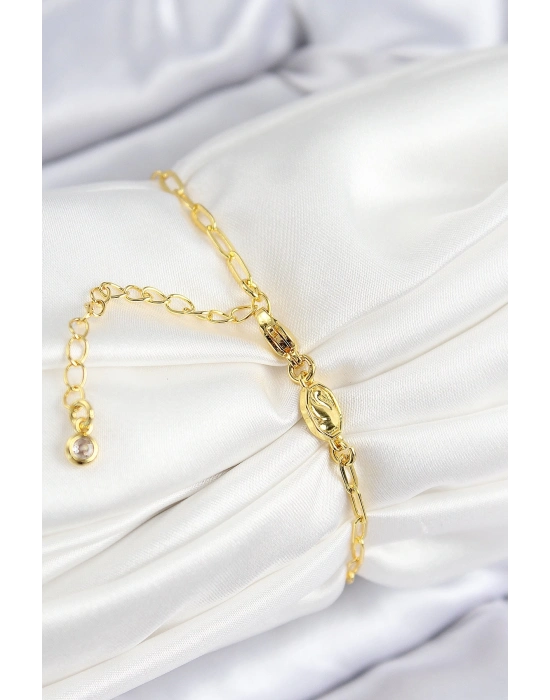 ® VIP Pirinç Zirkon Taşlı Çiçek Model Gold Renk Kadın Bileklik