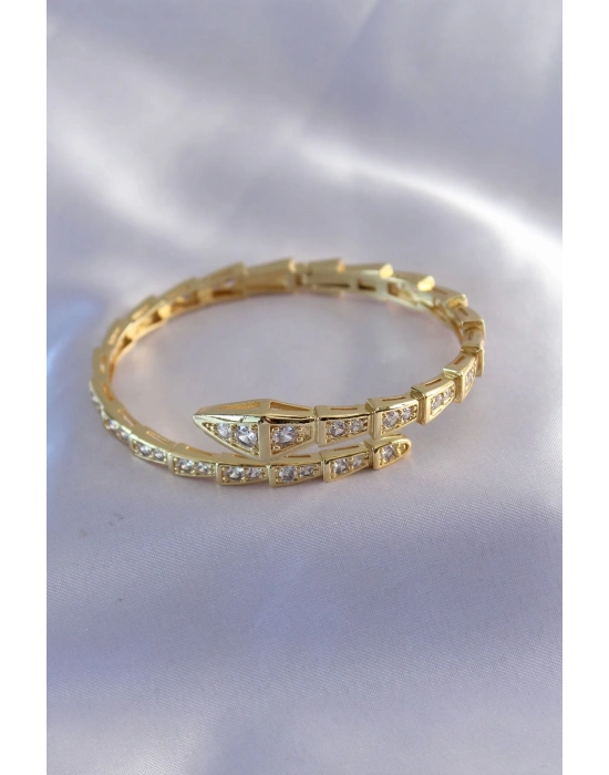 ® VIP Seri Yılan Model Gold Renk Kadın Kelepçe Bileklik
