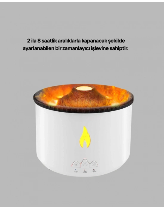 ® Volkan Efektli Aroma Difüzörü – Sessiz Çalışma, Otomatik Kapanma ve LED Işık