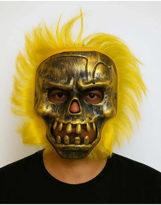 Wild Skull - Bakır Kafatası Sarı Saçlı İskelet Maske
