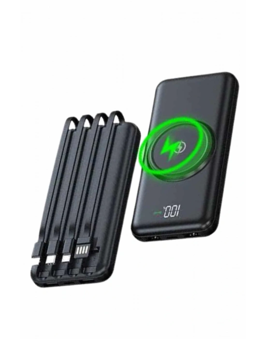 ® Wireless Powerbank 10000 Mah LED Ekranlı Dahili Kablolu Hızlı Şarj