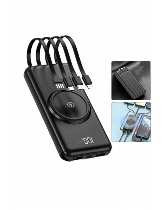 ® Wireless Powerbank 10000 Mah LED Ekranlı Dahili Kablolu Hızlı Şarj