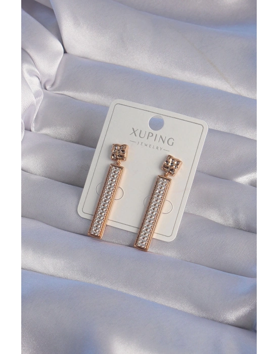 ® XUPİNG Rose Renk Zirkon Taşlı Su Yolu Küpe