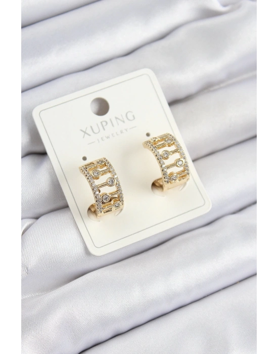 ® Xuping Zirkon Taşlı Çit Halka Model Gold Renk Kadın Küpe