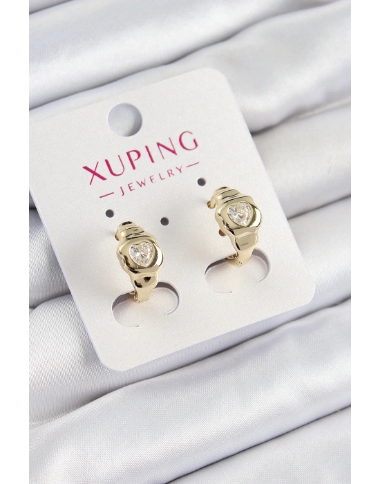 ® Xuping Zirkon Taşlı Kalp Model Gold Renk Kadın Küpe