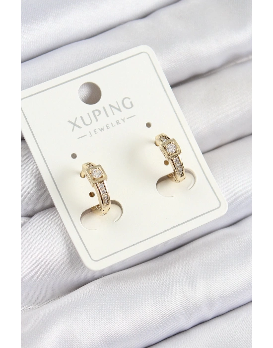 ® Xuping Zirkon Taşlı Kemer Model Gold Renk Kadın Küpe