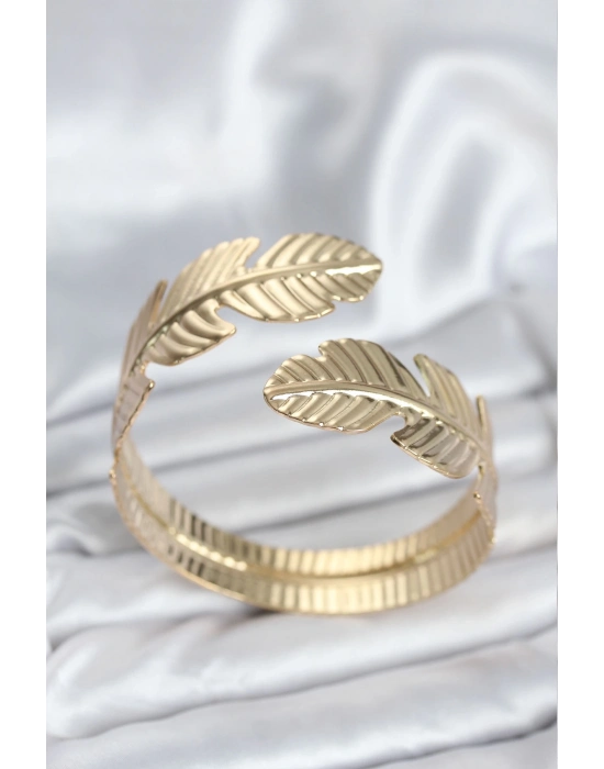 ® Yaprak Model Gold Renk Kadın Bileklik