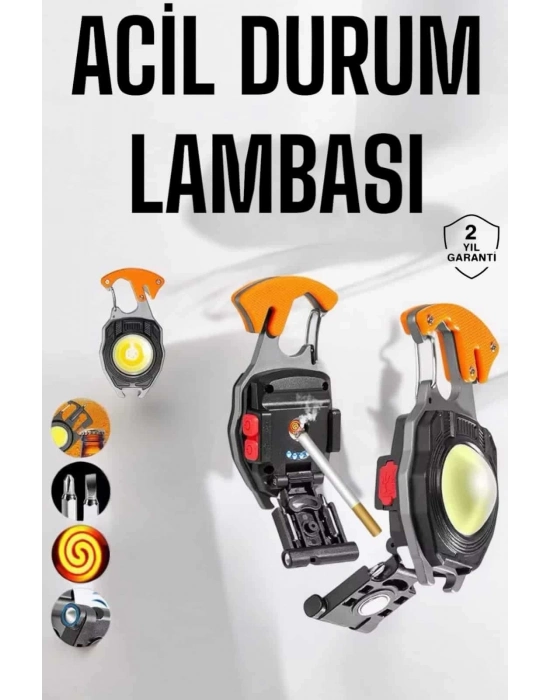 ® yeni nesil Kamp Feneri Çok Fonksiyonlu Fener Anahtarlık Usb Çakmaklı Cam Kırıcı Kemer Kesici Açacak