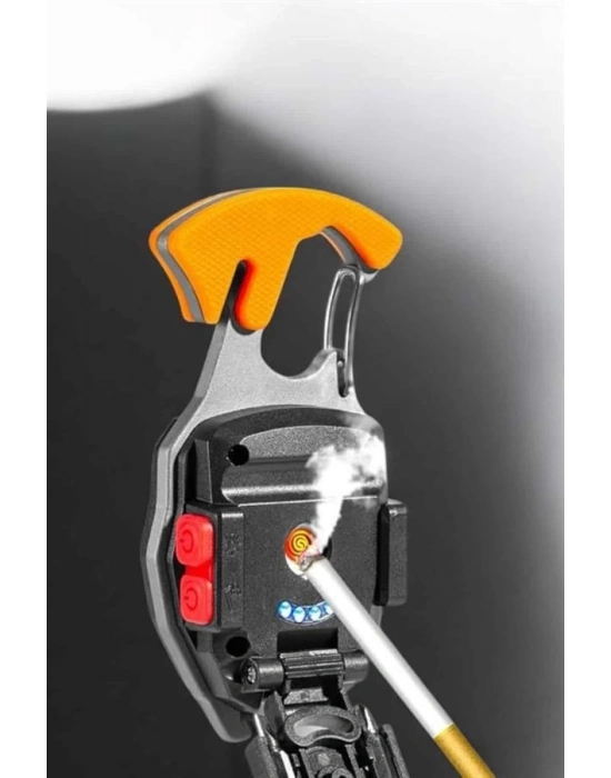 ® yeni nesil Kamp Feneri Çok Fonksiyonlu Fener Anahtarlık Usb Çakmaklı Cam Kırıcı Kemer Kesici Açacak