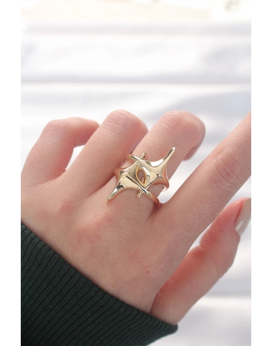® Yıldız Model Gold Renk Ayarlanabilir Yüzük