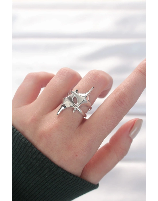 ® Yıldız Model Silver Renk Ayarlanabilir Yüzük