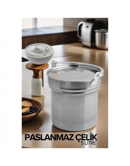 Yoğurt Bakracı – Paslanmaz Çelik 5 Litre |  Kapaklı, Hijyenik ve Dayanıklı 719597