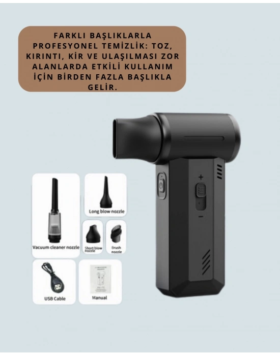 ® Yüksek Hızlı Kablosuz El Tipi Hava Üfleme Temizlik Cihazı