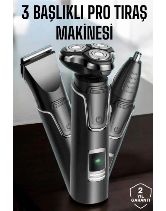 ® Yüksek Performanslı 3 Başlıklı Profesyonel Tıraş Makinesi