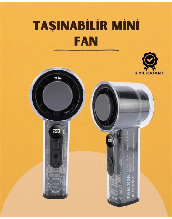 ® Yüksek Verimli Soğutmalı El Fanı | 100 Seviye Hız Kontrolü | 6 Saat Pil Ömrü